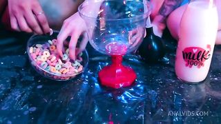 Lesbian Milk Enema & Anal Squirt