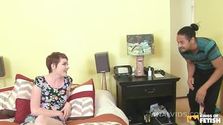 Naughty teen gets her tight holes screwed by a man with huge dick