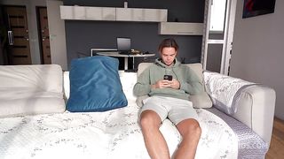 Cheating With Milf Stepmom On The Sofa! Blonde Gets Creampied While Gf Doing A Homework