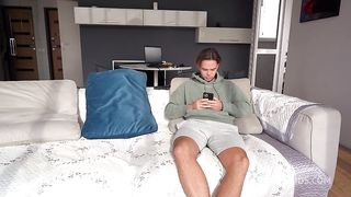 Cheating With Milf Stepmom On The Sofa! Blonde Gets Creampied While Gf Doing A Homework