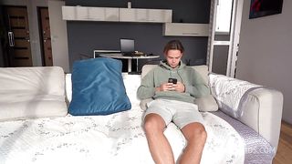 Cheating With Milf Stepmom On The Sofa! Blonde Gets Creampied While Gf Doing A Homework