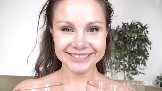 First Gangbang Liza Shay VS 5 Cocks - BIG PISSING - Piss in Mouth + Drink Piss - Hard Anal Fuck VK104