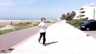 Anal fuck at the beach with Nathalie Vanadis and her big natural tits