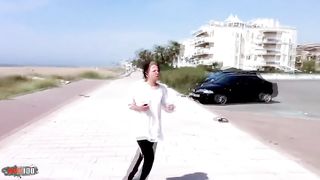 Anal fuck at the beach with Nathalie Vanadis and her big natural tits