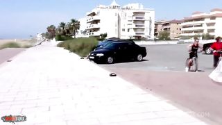 Anal fuck at the beach with Nathalie Vanadis and her big natural tits