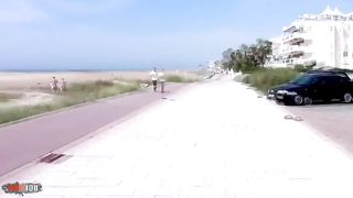 Anal fuck at the beach with Nathalie Vanadis and her big natural tits