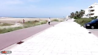 Anal fuck at the beach with Nathalie Vanadis and her big natural tits