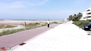 Anal fuck at the beach with Nathalie Vanadis and her big natural tits