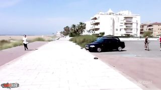 Anal fuck at the beach with Nathalie Vanadis and her big natural tits