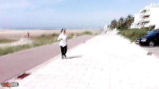 Anal fuck at the beach with Nathalie Vanadis and her big natural tits