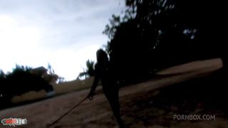 Ebony Babe Interracial anal fucking in the woods