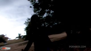 Ebony Babe Interracial anal fucking in the woods