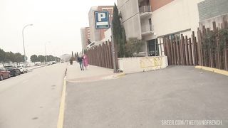 Huge natural tits blonde babe banged by two men in her room, with cum in mouth.