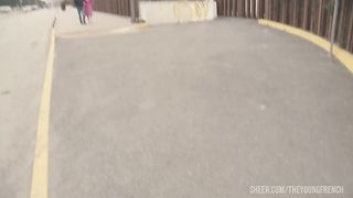 Huge natural tits blonde babe banged by two men in her room, with cum in mouth.