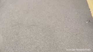 Huge natural tits blonde babe banged by two men in her room, with cum in mouth.