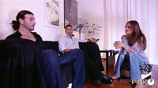 Super horny slut takes two cocks