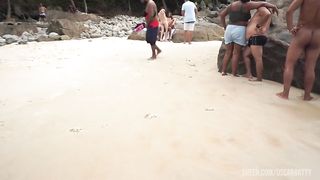 Melissa HOT double penetrated at the nude beach in front of people watching (DP, anal, gapes, public sex, voyeur, ATM, Monster cock, BBC, beach) OB239