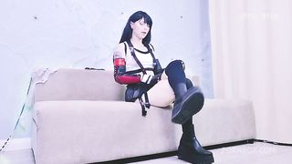 ASMR Roleplay: Tifa Lockhart masturbates with panties in her pussy and mouth to gift them to you!