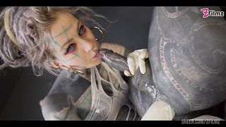 TRANNY ANAL stretching by TATTOOED dominatrix - ASS fisting FEMDOM couple (goth, punk, alt porn) ZF163