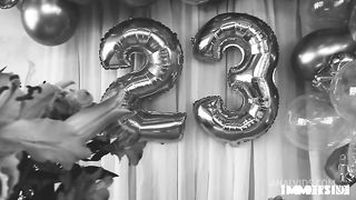 Threesome! Young girl decides to have a threesome for the first time and lets them fuck her ass a lot.