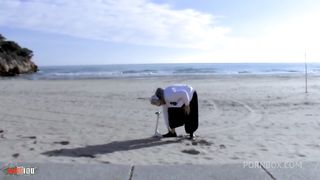 Chubby spanish blonde babe fucked in the ass at the beach