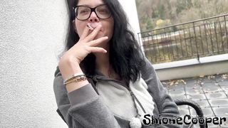 MORNING FIRST CIGARETTE AND VERY HARD MY NIPPLES BECAUSE WAS MINUS OUTSITE