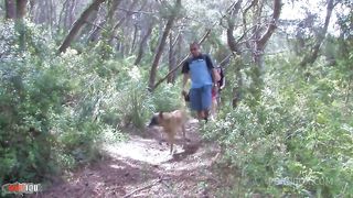 Skinny french brunette anal fucking in the woods with double penetration