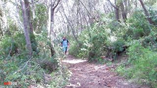 Skinny french brunette anal fucking in the woods with double penetration