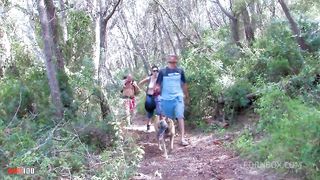 Skinny french brunette anal fucking in the woods with double penetration