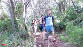 Skinny french brunette anal fucking in the woods with double penetration