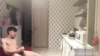 handsome young guy and big dick cum hairy pubis and lots of cum