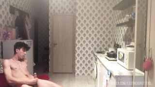 handsome young guy and big dick cum hairy pubis and lots of cum