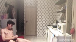 handsome young guy and big dick cum hairy pubis and lots of cum