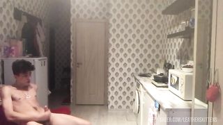 handsome young guy and big dick cum hairy pubis and lots of cum