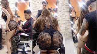 STYLIST GIRL IN LINGERIE CUT MY HAIR AND I END UP PENETRING HER